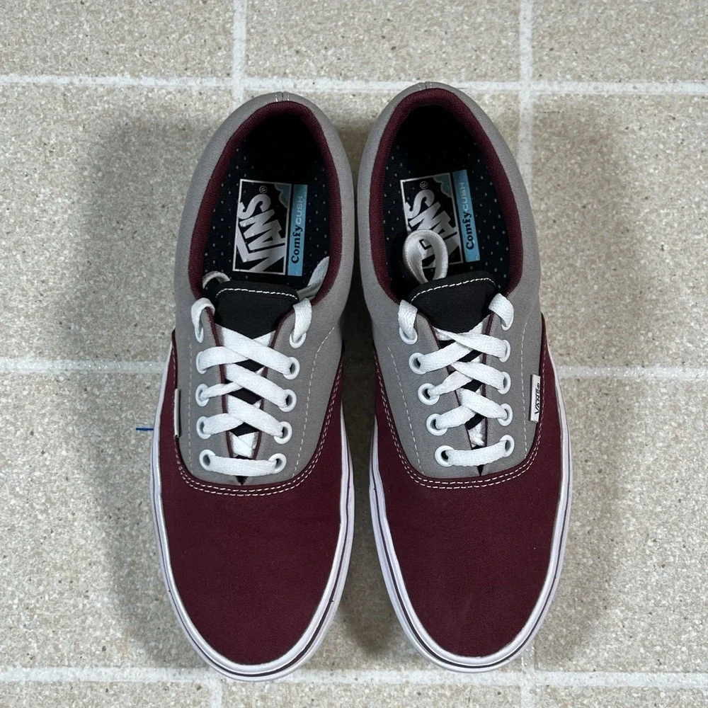 VANS Comfycush Era Unisex Canvas Gray and Burgundy Men's Size 7.5